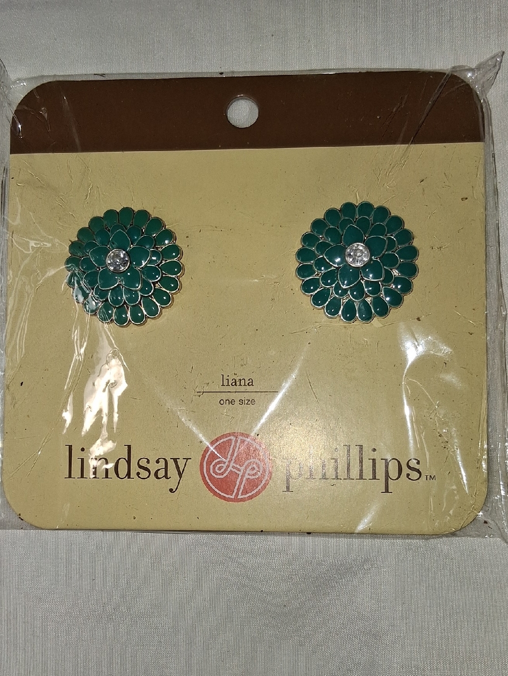 lindsay phillips Teal Enamel Floral Crystal Shoe Or Clothing Pins